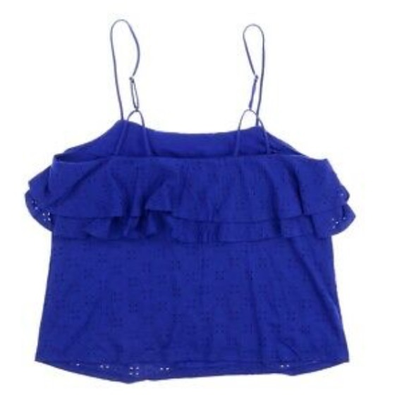 Harlowe & Graham Blue Eyelet Flutter Cami Top Size XS - Picture 4 of 12